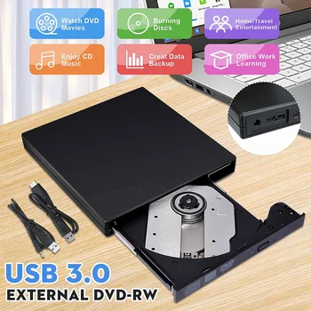 Išorinio USB 3.0 DVD Didelės Spartos RW / CD Rašytojas Plonas Anglies Grūdų Ratai Degiklis Reader Grotuvo PC Nešiojamas Optinis įrenginys