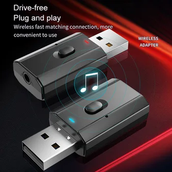 JaJaBor Nešiojamas Mini Bevielis USB Imtuvas, Adapteris Siųstuvas 3.5 mm AUX Garso Muzikos Grotuvas Bluetooth 5.0 automobilinės laisvų Rankų įranga