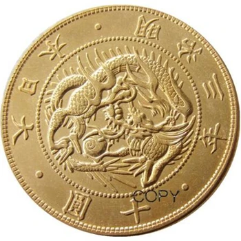 Japonija 10 Jenų - Meidži 3 metų Monetos Kopija Auksą, Padengtą