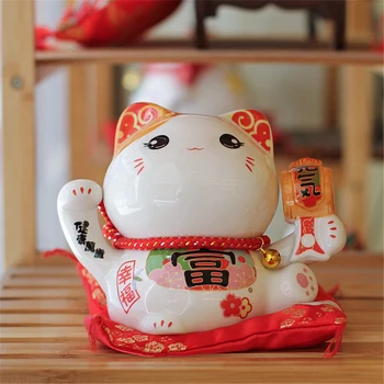 Japonijos 6 colių Maneki Neko Keramikos Pasisekė Kačių Namų Puošybai Darbalaukio Ornamentu Likimo Katės taupyklė Fengshui Amatų Dovanos