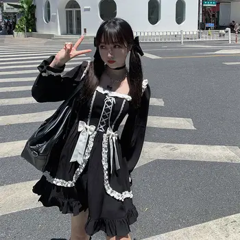 Japonijos Gothic Lolita Dress Mergaitė Kratinys Derliaus Dizaineris Mini Suknelė Japonija Stiliaus Kawaii Drabužių Patenka Suknelės Moterims 2021