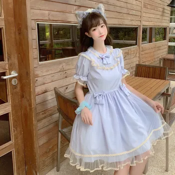 Japonijos Minkštas Sesuo Saldus Lolita Girl Dress Kasdien Big Swing Pasakų Suknelė Vasaros Moterų 2020 M. Princesė Nėrinių Lankas Arbata Šalis Suknelės
