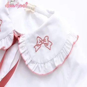 Japonijos Mokyklinę Uniformą Lolita Marškinėliai 2020 M. Pavasarį Moterų Palaidinė Mori Mergina Ilgomis Rankovėmis Bowknot Peter Pan Apykaklės, Baltos Palaidinės, Topai