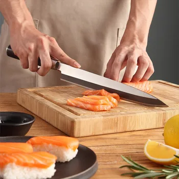 Japonijos Sashimi Peilis Virėja Sushi Yanagiba peiliai 7CR17 Nerūdijančio 440C Plieno, Lašišos Filė Smulki virtuvės peiliai