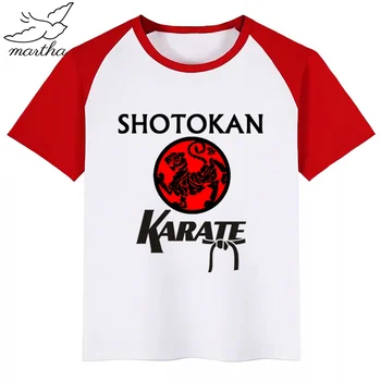 Japonų Kanji Shotokan Karatė Taidžiutsu Kovos Animacinių filmų Mados Juokinga, Print T-shirt Vaikų Vasaros O-Kaklo Viršūnes Boys & Girls Marškinėlius