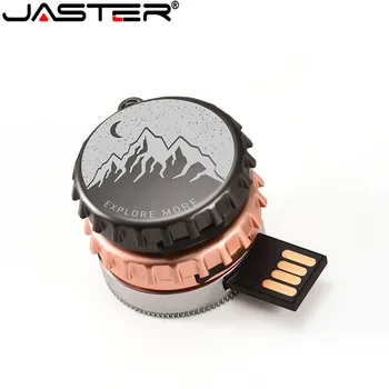 JASTER Mini metalo Apvalaus butelio dangtelis USB flash drive 4GB 8GB 16GB 32GB 64GB Nustatyti Pen Drive USB Atminties kortelėje, U disko dovana