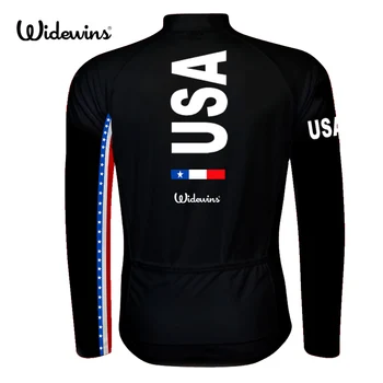 JAV Pavasarį, vasarą plonas pro komandos juoda balta ilgomis rankovėmis dviračių sportas dviračių džersis marškinėliai JAV kelių dviračių pavara Atspindinti juostelė 8004