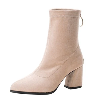 JIANBUDAN 2020 naujų rudens batai Mados moterų Ruožas batai Pulko Odos Pažymėjo Tne Pliušinis batai, moterims aukštakulniai 34-40