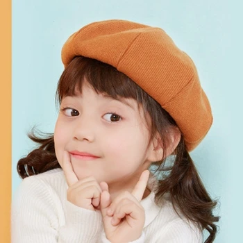 JIFANPAUL rudens ir žiemos nauja vaikų vientisos spalvos megzta beretė lauko atsitiktinis mados skrybėlę medvilnės mergina kūdikių mielas beretė