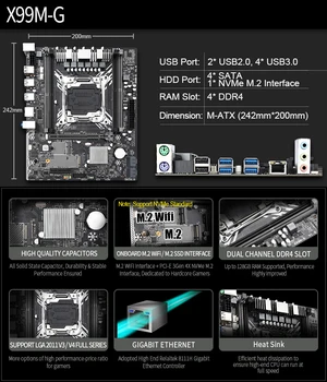 JINGSHA LGA 2011 V3 motininės Plokštės X99 REG ECC SATA 3.0 Su M. 2 NVME SSD USB 3.0 Atminties DDR4 128G Mainboard Xeon E5