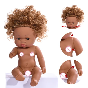 JINGXIN 35cm Reborn Baby Doll Afrikos Juodieji Mergina Tikroviška Lėlės, Žaislai Vaikams, Mergaitėms, Berniukams, Kūdikių Kūno Žaisti Vinilo Lėlės