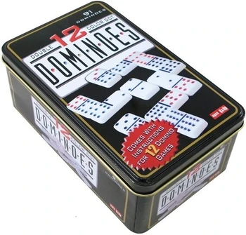 Juego de domino doble 12 de colores 91 fichas caja metalo domino