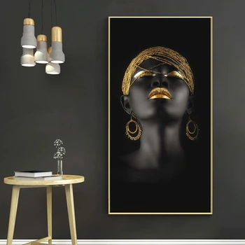Juodos ir Aukso Afrikos Nuogas Moterų Paveikslai Tapyba Sienos Menas, Plakatų ir grafikos Skandinavijos Cuadros Nuotraukos Kambarį Dekoro