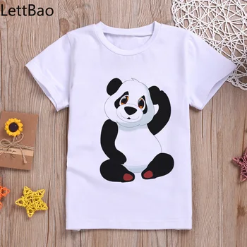 Juokinga Kawaii Panda Mielas Animacinių filmų Berniukai Marškinėlius Naujausias 2020 M. mergytę Drabužių Mados trumpomis Rankovėmis Spausdinti marškinėliai Vasarą Vaikams Drabužių