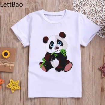 Juokinga Kawaii Panda Mielas Animacinių filmų Berniukai Marškinėlius Naujausias 2020 M. mergytę Drabužių Mados trumpomis Rankovėmis Spausdinti marškinėliai Vasarą Vaikams Drabužių