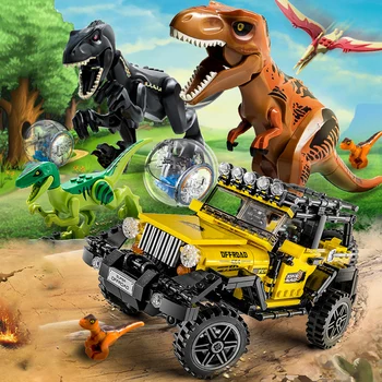 Juros periodo Parkas Pasaulyje, 2 Blokai Dinozaurai Duomenys Plytų Tyrannosaurus Rex Indominus Rex I-rex Surinkti Žaislai Vaikams