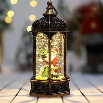Kalėdų Santa Sniego Dekoratyvinis Žibinto Šviesą LED Lemputė Iki Kalėdų Vėjo Lempos Naktį Šviesos Kalėdos Šventė Šalies Stalo Dekoras