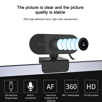 Kamera full hd 1080p Kameros, USB su Mikrofonu Vaizdo skambučiams HD Web Kamera, kompiuteris Clip-on Digital Video Webcamera
