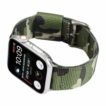 Kamufliažas Nailono Diržas Apple Watch Band 42 44mm 38 40mm Kvėpuojantis Drobės Apyrankė iWatch Serijos 6 5 4 3 2 1 Watchband