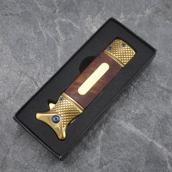 Karšto 7CR18MOV Peiliai Kišenėje Sulankstomas Peilis su Titano, Aukso, Nerūdijančio Plieno Ašmenys Medienos Rankena Mažas Kempingas Kompaktiškas Peiliai EDC įrankis