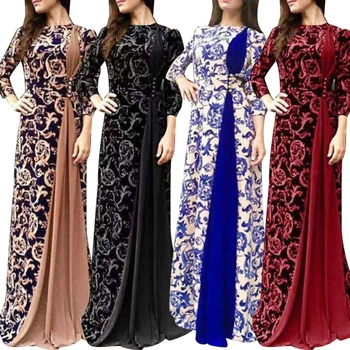 Karšto drabužiai Plius Dydis Vakaro Šalis Suknelė Viduramžių Moterų Gėlių Spausdinimo 3/4 Rankovėmis Rudenį Maxi Suknelė Suknelė 2020 m.