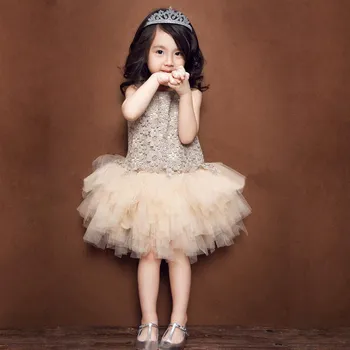 Karšto pardavimo 2020 m. Europos stilius, vaikų mergaičių mados gėlių cirkonio nėrinių kratinys akių princesė suknelė, 2-7 Metai