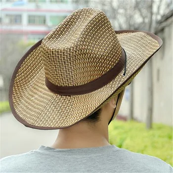 Karšto pardavimo Mados šiaudų skrybėlę vyrų vasaros paplūdimio Vyras moteris Skydelis korėjos versija Žvejo kaubojaus skrybėlę kelionių, Laisvalaikio bžūp H3