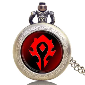 Karšto Žaidimas WoW World of Warcraft Pratęsimo Genčių Emblema, Simbolis Deisgn Stiklo Kupolas Kišeninio Laikrodžio Su Grandinės Karoliai-Geriausia Dovana