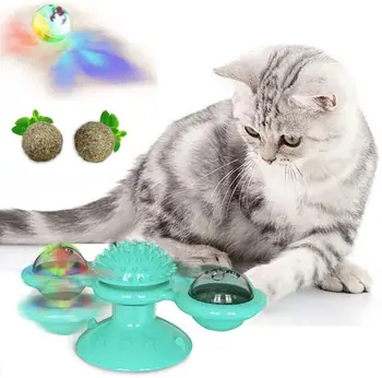 Katė vėjo malūnas Žaislas Juokinga Masažas Pasukti Kačių Žaislai Su Katžolių kačių reikmenys naminių žaislų su žėrintis kamuolys