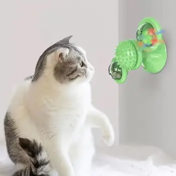 Katė vėjo malūnas Žaislas Juokinga Masažas Pasukti Kačių Žaislai su Katžolių LED Kamuolys Dantų Valymo naminių Gyvūnėlių Produktai Dropshipping