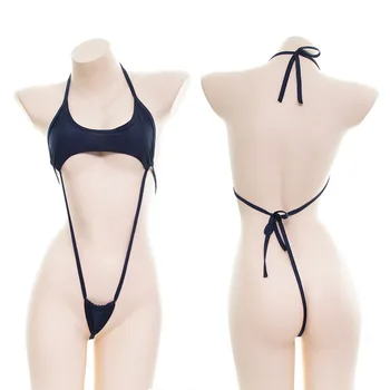 Kawaii Apynasrio Kaklo Mini Backless Vienas Gabalas Bikini Jumpsuit Erotinis Sekso Kostiumai Bodysuit Moterims, Seksualus apatinis Trikotažas kūno kostiumas