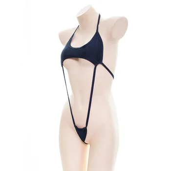 Kawaii Apynasrio Kaklo Mini Backless Vienas Gabalas Bikini Jumpsuit Erotinis Sekso Kostiumai Bodysuit Moterims, Seksualus apatinis Trikotažas kūno kostiumas