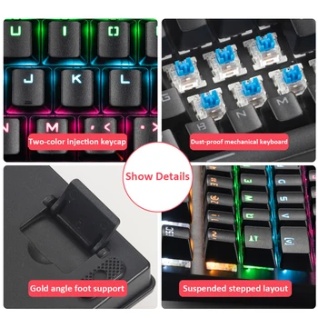 KB70 Žaidimų Mechaninė Klaviatūra Žaidimą Anti-šešėlius RGB Sumaišykite su Apšvietimu Mėlyna Jungiklis Žaidimų Klaviatūra PC Gamer Laptop Tablet Deskt