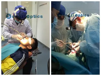 KD-202A-6 Aukšto ryškumo 5W Medicinos Chirurginis Dantų priekinis žibintas su (2.5 X 3 VNT., 3,5 X neprivaloma) Chirurginės loupes