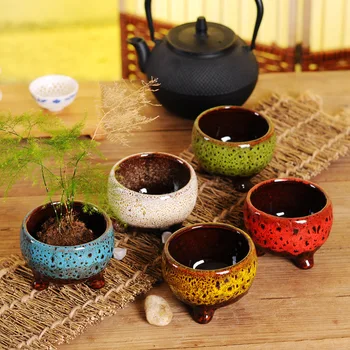 Keramikos žalia sultingas gėlių vazonai, Keramikos krosnies-pasikeitė sultingi augalų, gėlių vazonas amatai
