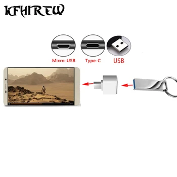 KFHIREW metalinis Tušinukas Diskas 128GB Key USB Flash 64GB Pendrive 32GB cle usb atminties 16GB USB Flash Drive 8GB nemokamai Tipas-c adapter