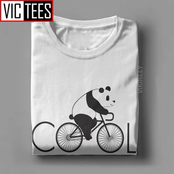 Kietas Panda Važiuoti Dviračiu Dviračių Vyrų Marškinėlius Kinijos Animacinių Filmų Mielas Gyvūnų Atsitiktinis Marškinėliai Medvilnės Dovana