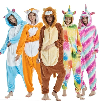 Kigurumi Pižama Moterų, Mergaičių Vienaragis Gyvūnų Panda Onesie Kūdikių Kostiumas Berniukams Sleepwear Jumpsuit Licorne Žiemos Pižamos Vaikams