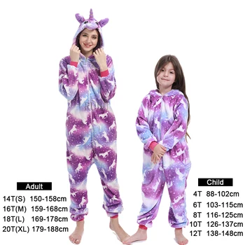 Kigurumi Pižama Moterų, Mergaičių Vienaragis Gyvūnų Panda Onesie Kūdikių Kostiumas Berniukams Sleepwear Jumpsuit Licorne Žiemos Pižamos Vaikams