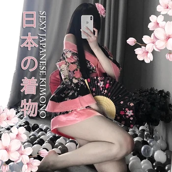 Kimono Suknelę Moteris Sakura Japonų Stiliaus Kostiumas Geiša Seksualus Chalatas Yukata Pižama Mergina Seksualus Apatinis Trikotažas Nightgowns Drabužių Šalis