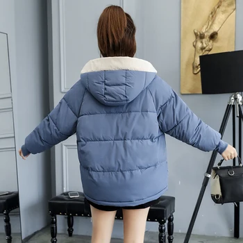 Korėjos Stiliaus Moterų Žiemos Striukė Trumpas Stiliaus Gobtuvu Kietas Prarasti Moterų Šalto gegužė. Apykaklės Plius Dydis Tirštėti Moteris Parkas