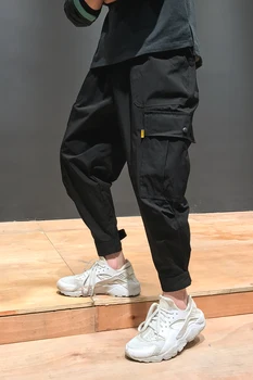 Korėjos versija, juoda kojų devynių atsitiktinis kelnės pluošto kelnes darbo drabužiai, vyriški drabužiai