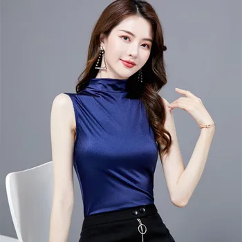 Korėjos Šilko Moterims Palaidinės Moteris Satino Palaidinė Elegantiškas Moteris, Kietas Marškinėliai Plius Dydis Blusas Mujer De Moda Moterų Viršūnes ir Palaidinės
