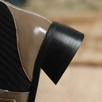 Krazing puodą mezgimo batai natūralios odos žiemos kratinys kvadratinės pėdos storio aukšto kulno slydimui dėl grožio lady vidurio blauzdos batai L26