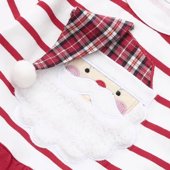 Kūdikiui Baby Girls Cartoon Santa Kalėdos, KALĖDOS Dryžuotas Tiulio Tutu Suknelė Komplektus +1PC Headbandss mielas ilgomis Rankovėmis Drabužius