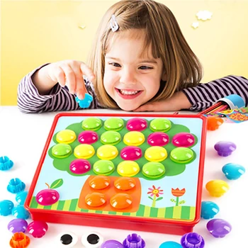 Kūdikių Dėlionės, Žaislų Spalvotų Mygtukų Montavimas Grybai Nagai Rinkinys Kūdikių Mozaikos Composite Paveikslų Dėlionės Valdybos Švietimo Žaislai