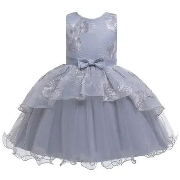 Kūdikių Mergaitės, Pilka Princesė Suknelė Vaikams Kalėdų Kamuolys Suknelė Suknelės, 1-ojo Gimtadienio Vaikams, Elegantiškas Siuvinėjimų Suknelės