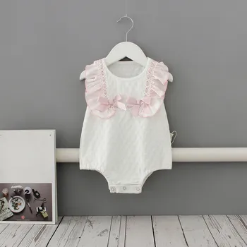 Kūdikių vasaros bodysuit kūdikių merginos princesė suknelė kūdikio krikštynos krikšto suknelė šalis vestuvių 0-18 mėnesių bodysuit balta