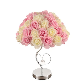 Kūrybinių studijų rose stalo lempa miegamasis šiltas apdaila, naktiniai staleliai, lempa vestuvių dovana spalvotų rožių stalo lempa WF916453