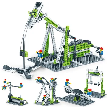Kūrybinių Įrankių Blokai velnio Ratas karuselė Kombaino Mechaninė DIY įrangos pardavimas, biuro įrangos Blokai Surinkti Inžinerinės Fizikos Žaislai